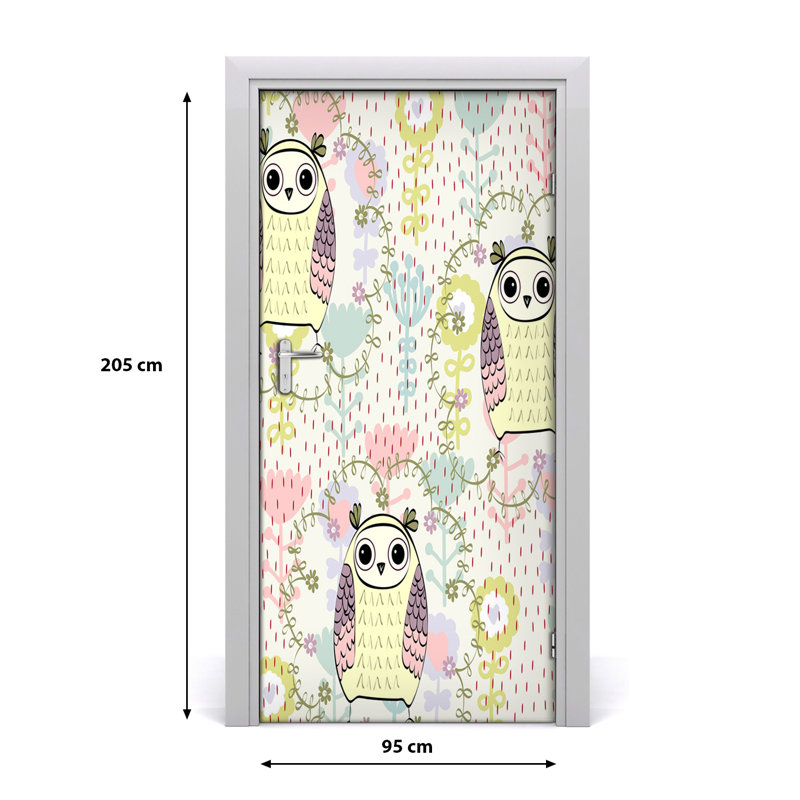 Owl Wall Door Decal, 205cm H x 95cm W