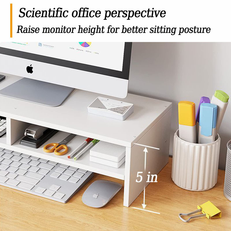 Wood Monitor Riser, 2 Tier Computer Monitor Stand