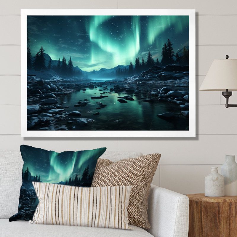 Aurore boréale «Natures Light», reproduction sur toile, H 34 po x l 44 po x P 1,5 po, Cadre photo blanc