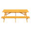 Table de pique-nique Aalisa pour 8 personnes en bois brun, avec 2 sièges et bancs encastrés