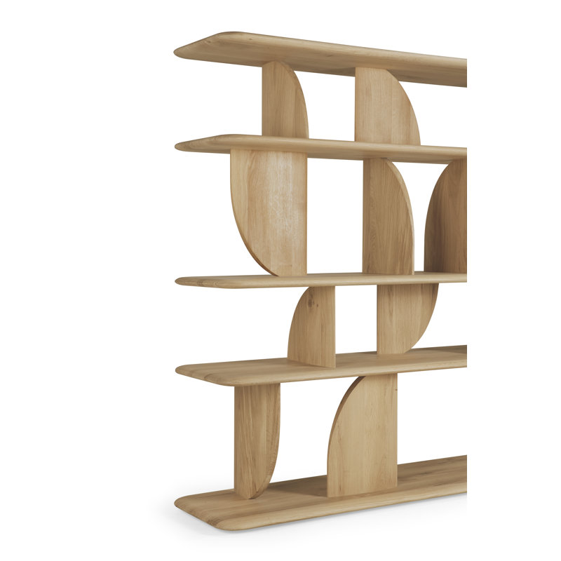 Geometric Solid Wood Geometric Bookcase, Natural