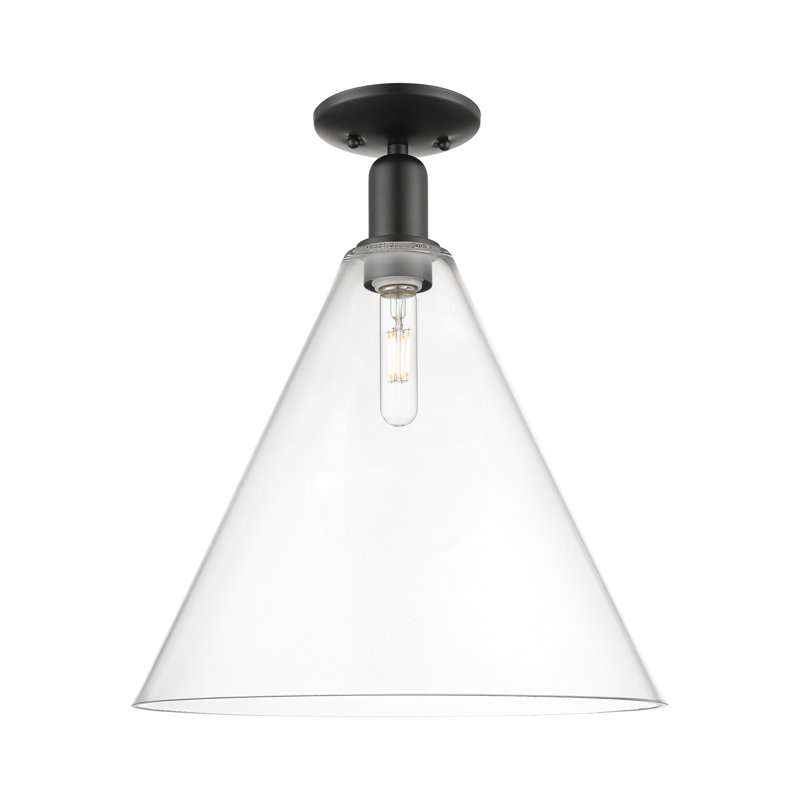 Arcadia - Berkshire Glass - 1 Light Semi-Flush Mount, Matte Black