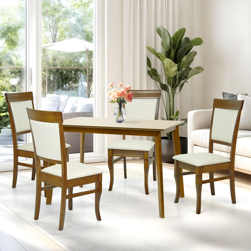 Ensemble de salle à manger rectangulaire L 43 po x l 27,5 po Wilkesville, Table brun moyen avec chaise beige