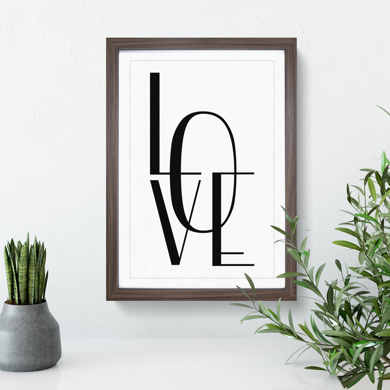 Love - Picture Frame Typography, 65cm H x 48cm W x 2cm D, Walnut Framed