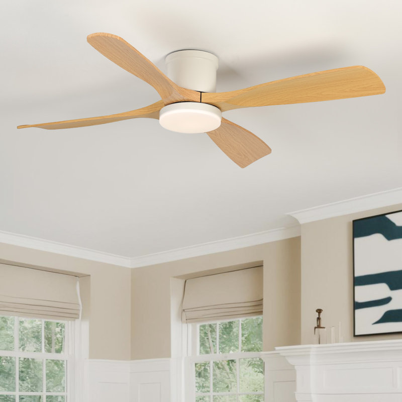 Ventilateur de plafond moderne à pales en plastique de 54 po avec lumières et télécommande à intensité variable réversible 6 couleurs Karlena