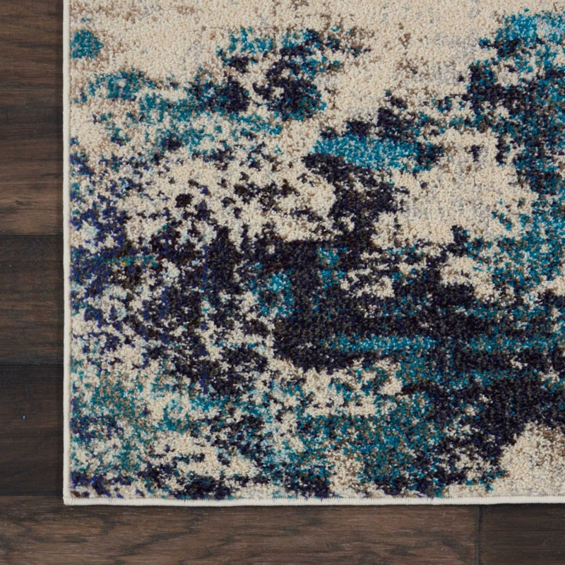 Teal/Blue Rug, Abstract Graphics Rug, Stain Resistant Rug, Modern Rug For Bedroom, & Dining Room, Rectangle 274 x 366 cm