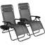 Zero Gravity Chair Set of 2, Outdoor Folding Lounge W/Detachable Headrest & Holder Tray, Adjustable-929795321