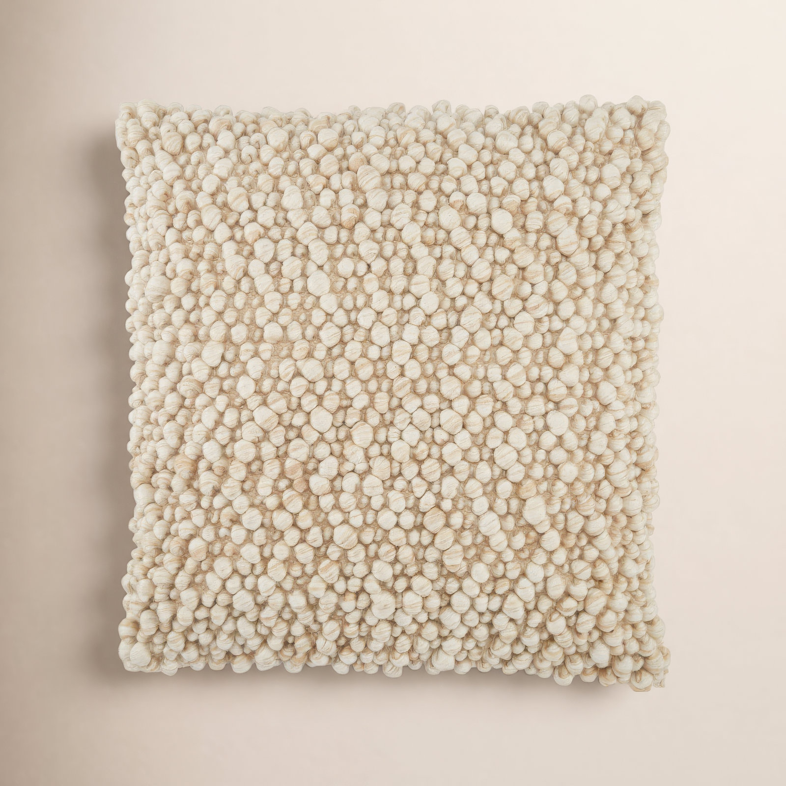 Upson Embroidered Wool Throw Pillow, Beige, Polyester