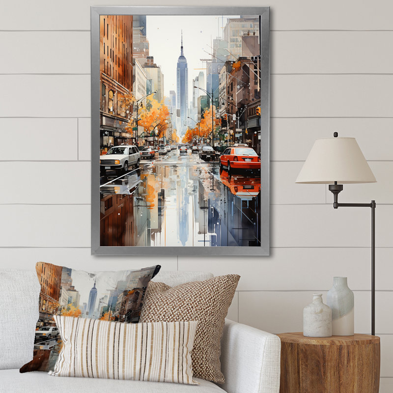 Collage sur toile Mauree New York, H 32 po x l 16 po x P 1 po, Cadre photo argenté
