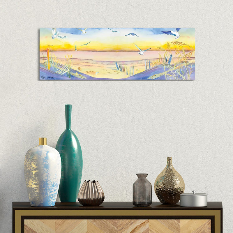 Beach Dunes Seagulls by Jo Lynch - Wrapped Canvas Panoramic Gallery-Wrapped Canvas Giclée