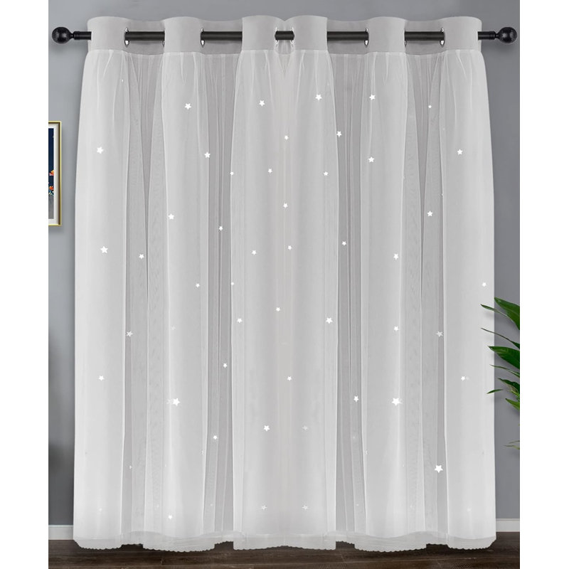 Rideau en polyester Rikki, Blanc, L 63 po x L 103 po