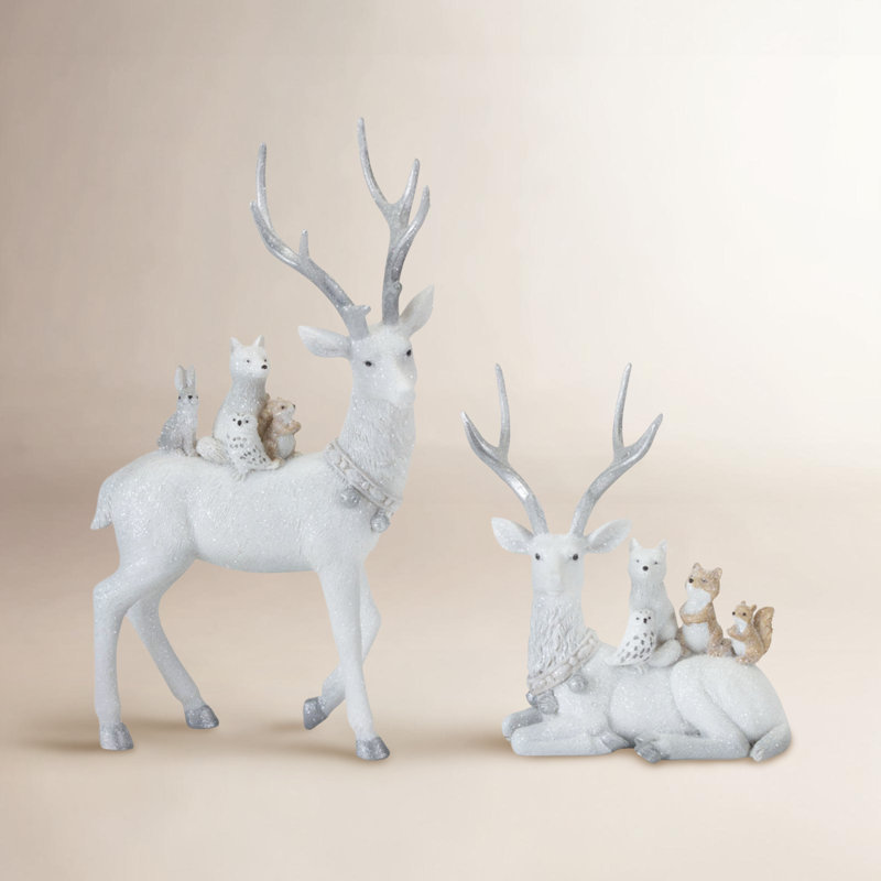Ensemble de 2 cerfs en résine
