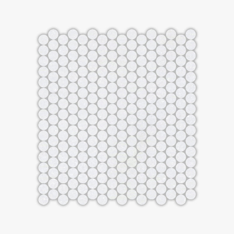 Thassos White Polished Penny Round Marble Mosaic