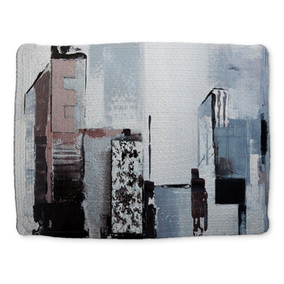 Gray Abstract Building Shapes Braided Polyester Placemat