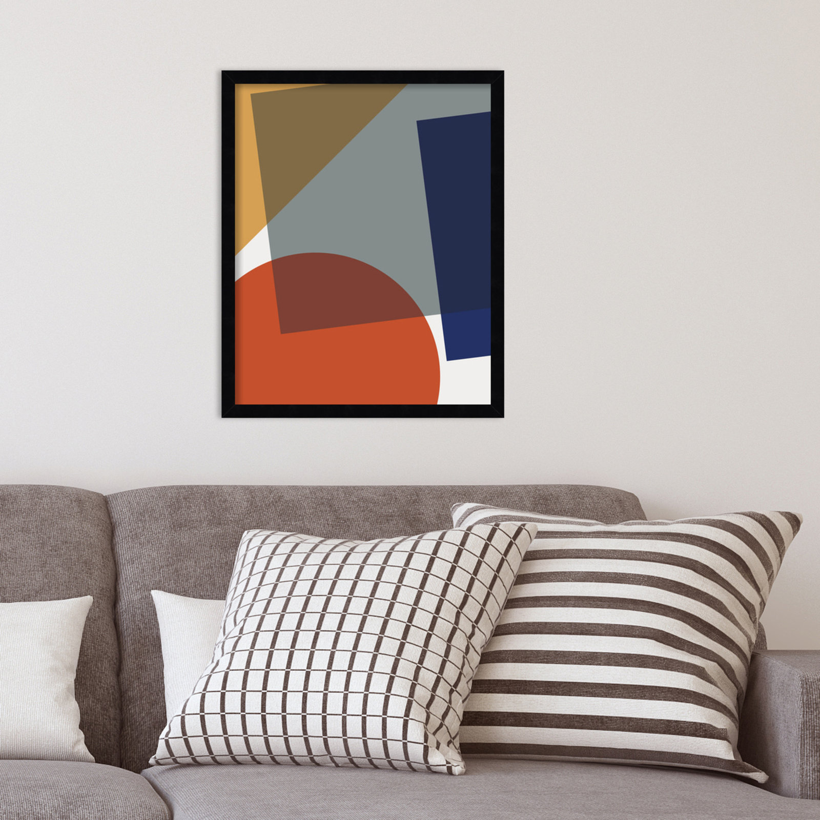 Layered Shapes In Bright Colors, Black Framed, 21" H x 17" W x 1" D