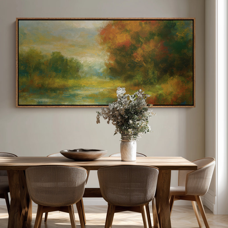 Très grand art mural rétro encadré pour art classique, H 30 po x l 60 po, Naturel