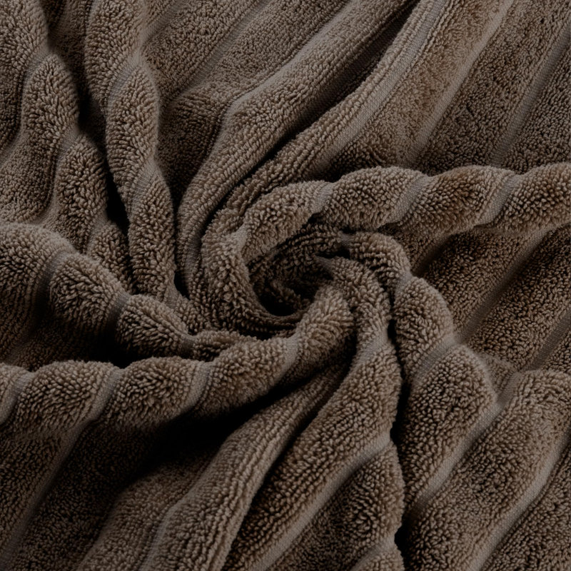 Hamrick 100% Cotton Plush Ribbed Bath Towel, Chocolate
