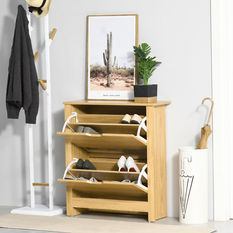 Csair 12 Pair Flip Down Shoe Storage, Brown