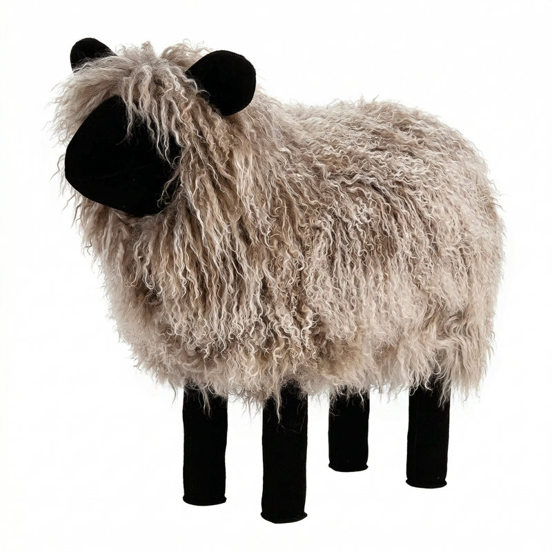 Handmade Tibetan Lamb Sheep Figurine by Outpost Original, Medium, Taupe Tip