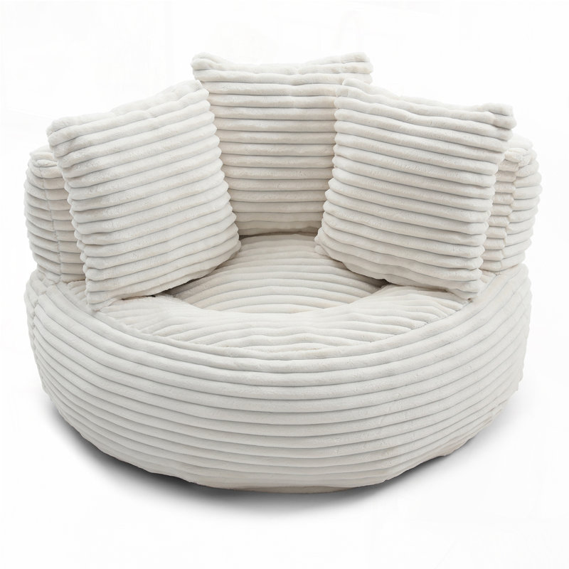 Grande chaise en velours côtelé avec bourre, Beige