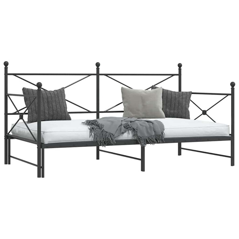 Daybed With Trundle Steel Expandable, Black, Full