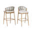 Tabourets de bar d'extérieur à structure en aluminium à hauteur de siège de 30,25 po avec dossier en forme de feston en rotin PE, ensemble de 2-129429993