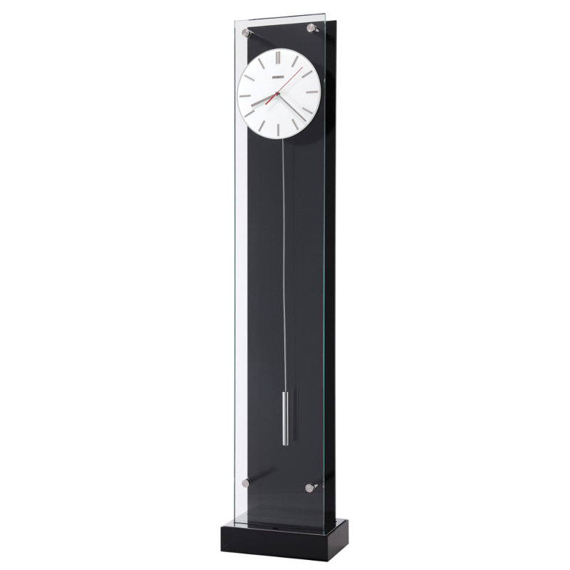 Horloge grand-père moderne Echo III, verre trempé avec fond noir brillant, éclairage à DEL tactile