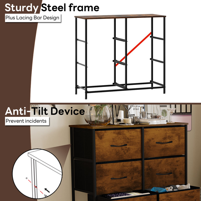 6 Drawer Storage Drawer, Brown/Black