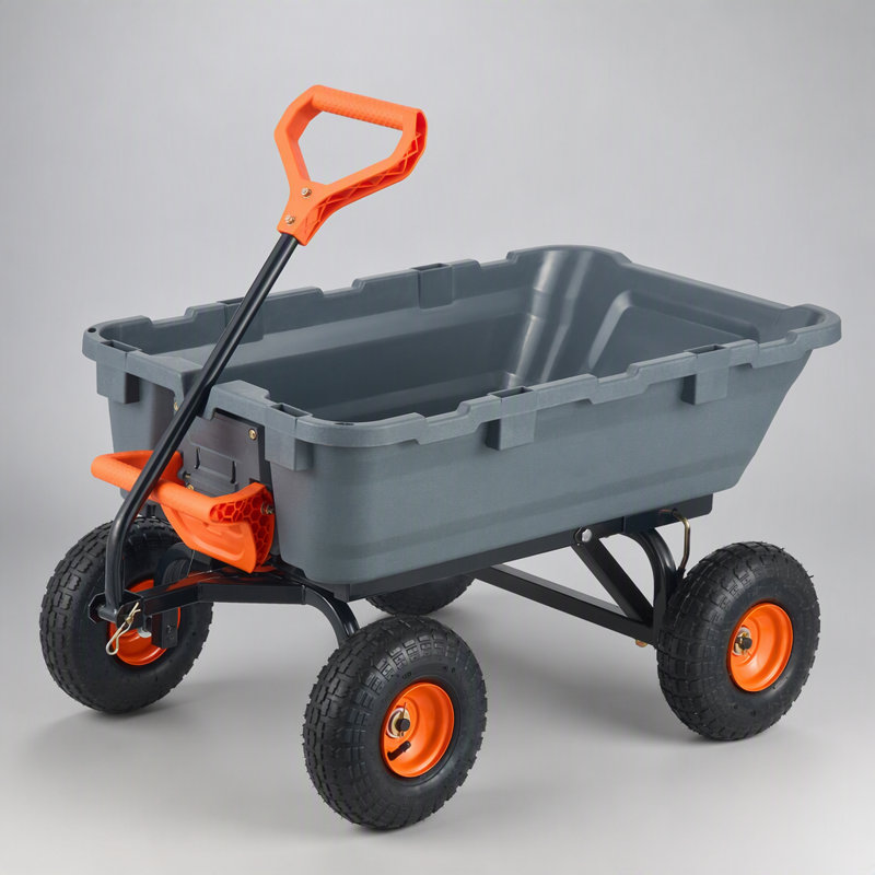 Chariot de jardin en poly avec assemblage facile, capacité de 800 lb, poignée 2-en-1 et pneus de 10 pouces pour une utilisation intensive