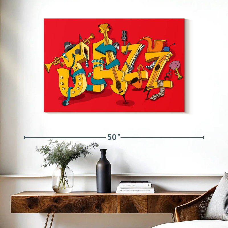 Caricature de Abarca, typographie jazz, H 26 po x l 39 po
