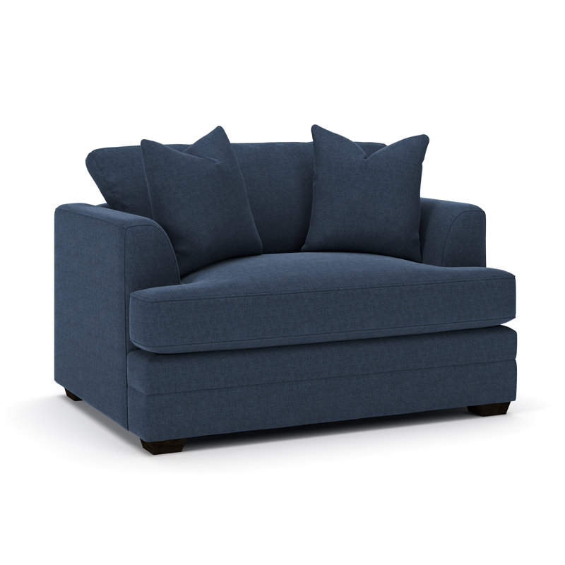 Edan Upholstered Chair And A Half, Drusky Navy Sustain® Basketweave