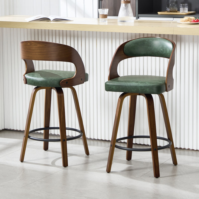 Swivel Counter Bar Stools Set of 2, Green, 2