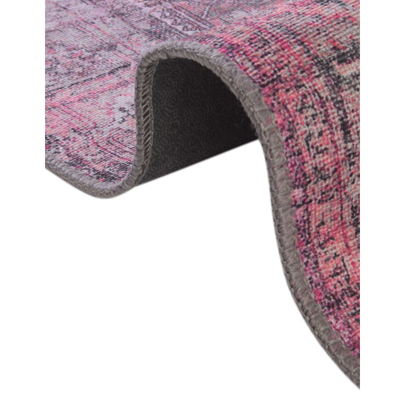 Tapis transitionnel de couleur rose-noir, Tapis de couloir 2 pi 6 po x 12 pi