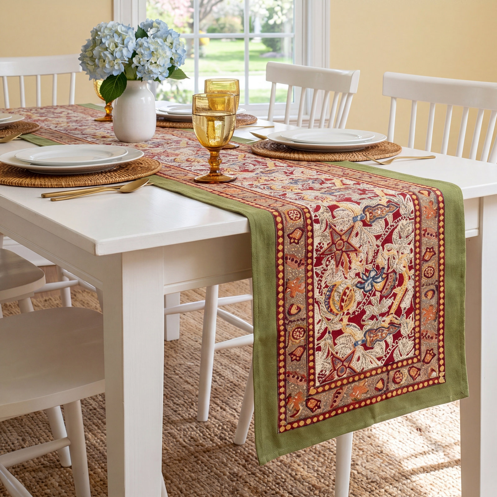 Floral Christmas Table Runnner, 90" x 16"