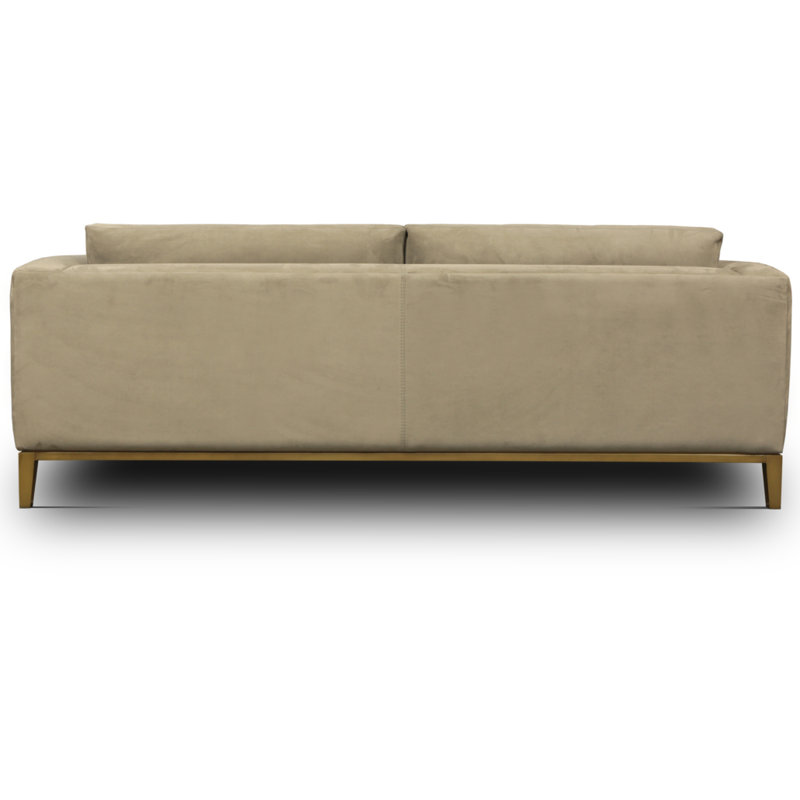 Tobi Leather Sofa, Taupe Grey (Soft Touch), Satin Brass