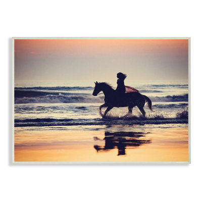 «Sunset Beach Horseback Rider femelle» par PHBurchett - reproduction de photo