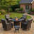 4 Person Outdoor Rocking Swivel Chair Set With Removable Cushions ,Coffee Table And Round Outdoor Fire Pit Table 40,000 BTU-111924454