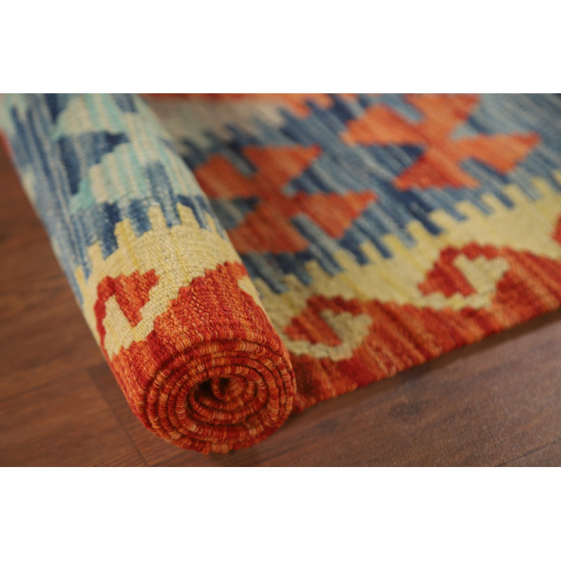 Tapis décoratif réversible en laine kilim oriental 4 x 6