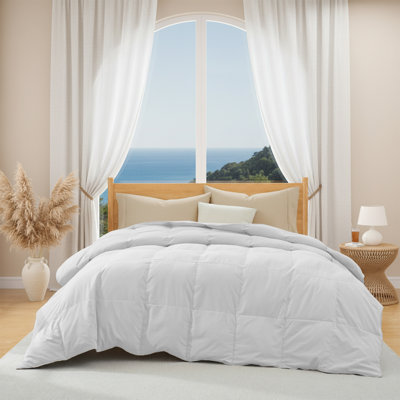 Lightweight Down Feather Fiber Duvet Insert Summer Comforter for Hot Sleeper