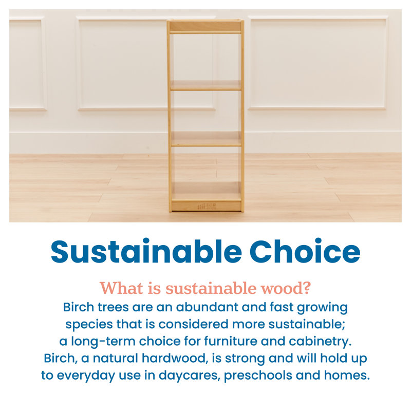 Natural Birch 3-Cube Vertical Storage Cabinet for Kids