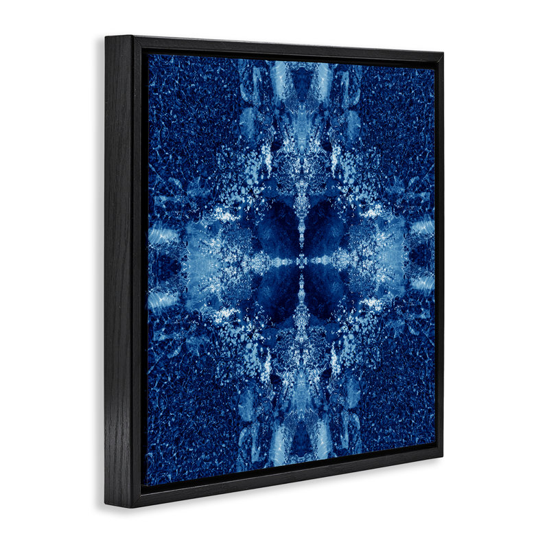 Cadre flottant bleu avec détails symétriques par El Perkin, Noir, H 18 po x l 18 po