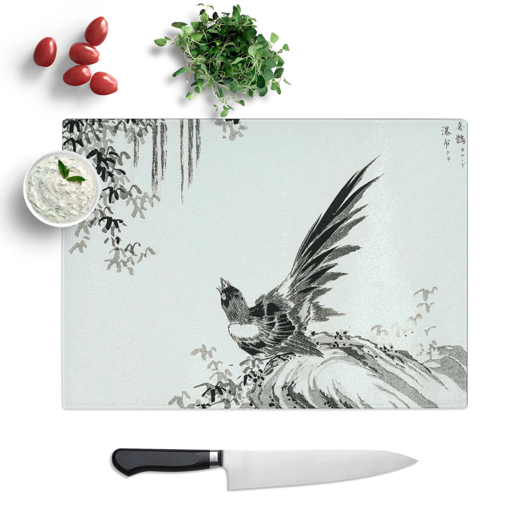 Glass Japanese Magpie by Numata Kashu Chopping Board