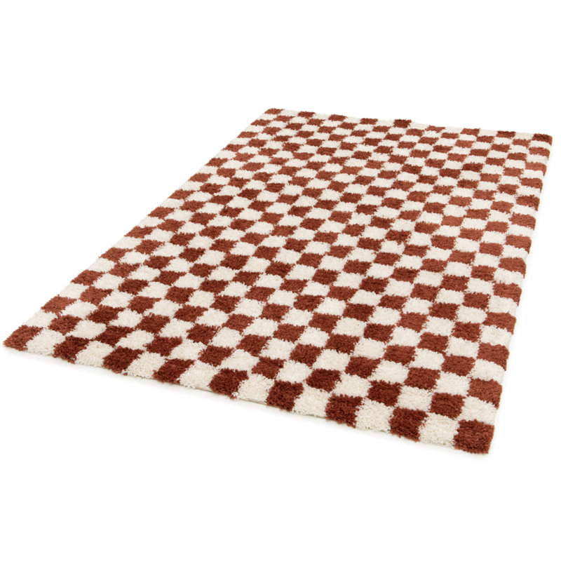 Romea Chequered Shag Area Rug, Rectangle 120 x 170 cm