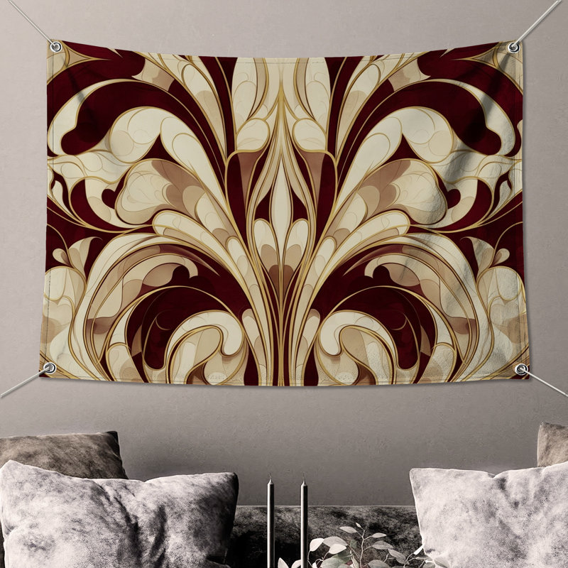 Tapisserie murale motif floral tourbillon - Décoration murale florale, 68in H x80in W with 4 Grommets