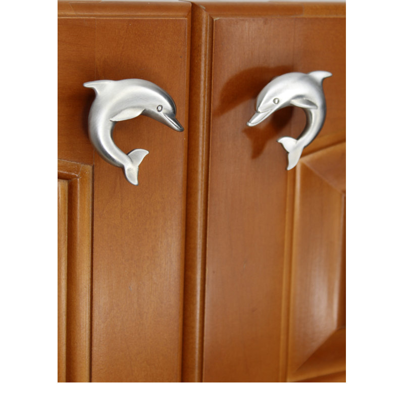 1.9" Dolphin Left Facing Small Knob, Brushed Nickel, 1.9" L x 1.7" W, 2