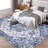 Vintage Washable Rug, Low-Pile, Thin, Stain-Resistant, Non-Slip for Living Room, Bedroom, Dining, Blue-618167438