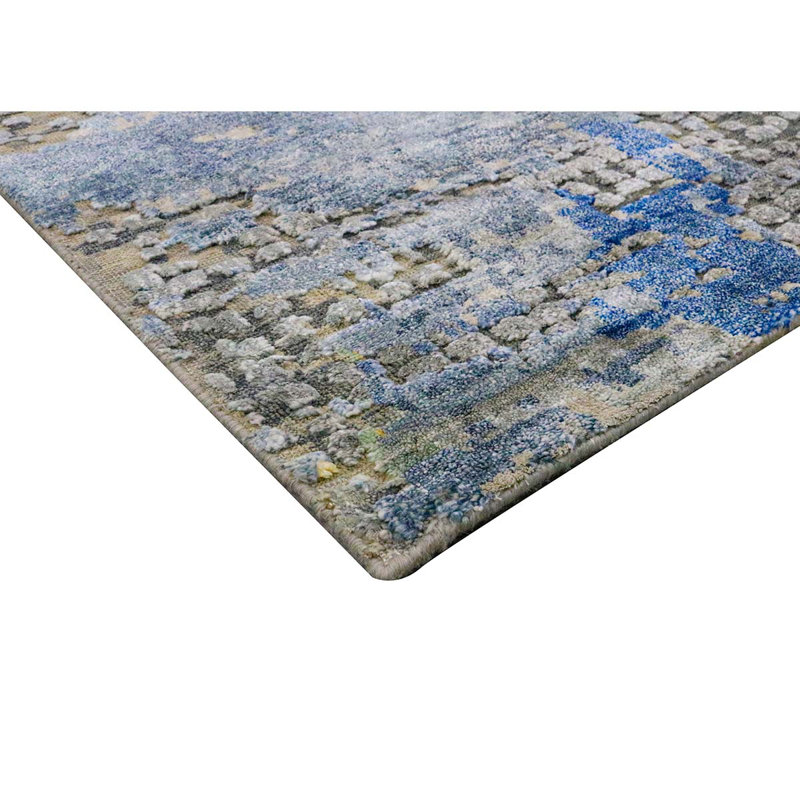 Hand Knotted Abstract Area Rug, Rectangle 2' x 3'