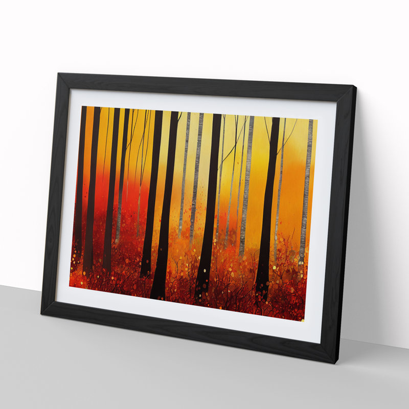 Bright Autumn Forest - Single Picture Frame Print, 46cm H x 64cm W x 2cm D, Black Framed