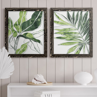 «Expressive Palm III», ensemble de 2 peintures sur toile encadrées