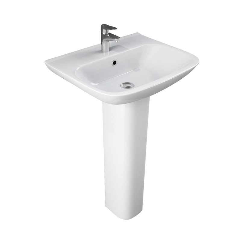 Lavabo de salle de bain rectangulaire 27,5 "en porcelaine vitreuse rectangulaire avec trop-plein